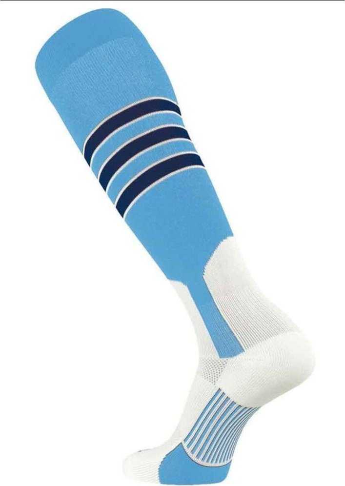 TCK Dugout Knee High Stirrup Socks - Columbia Blue White Navy - HIT a Double