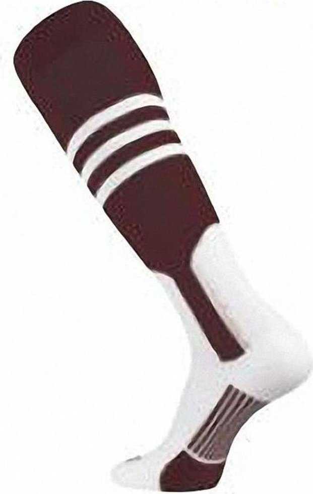 TCK Dugout Knee High Stirrup Socks - Maroon White - HIT a Double