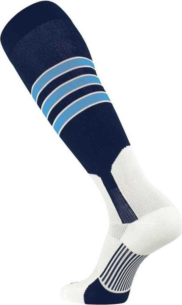 TCK Dugout Knee High Stirrup Socks - Navy White Columbia Blue - HIT a Double