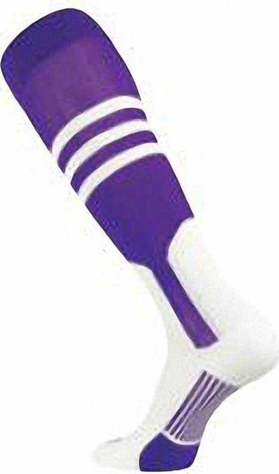 TCK Dugout Knee High Stirrup Socks - Purple White - HIT a Double