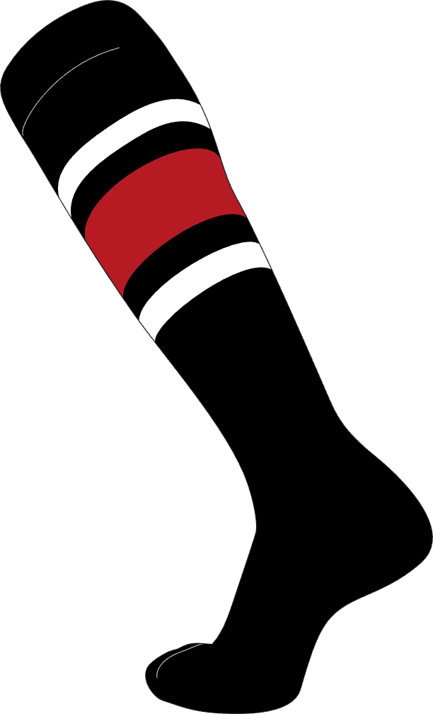 TCK Elite Baseball Knee High Socks - Black White Scarlet - HIT a Double