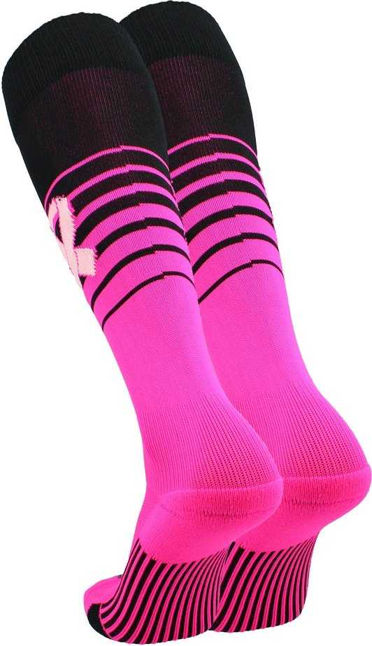 TCK Elite Breaker Aware Breast Cancer Awareness Knee High Socks - Black Hot Pink - HIT a Double