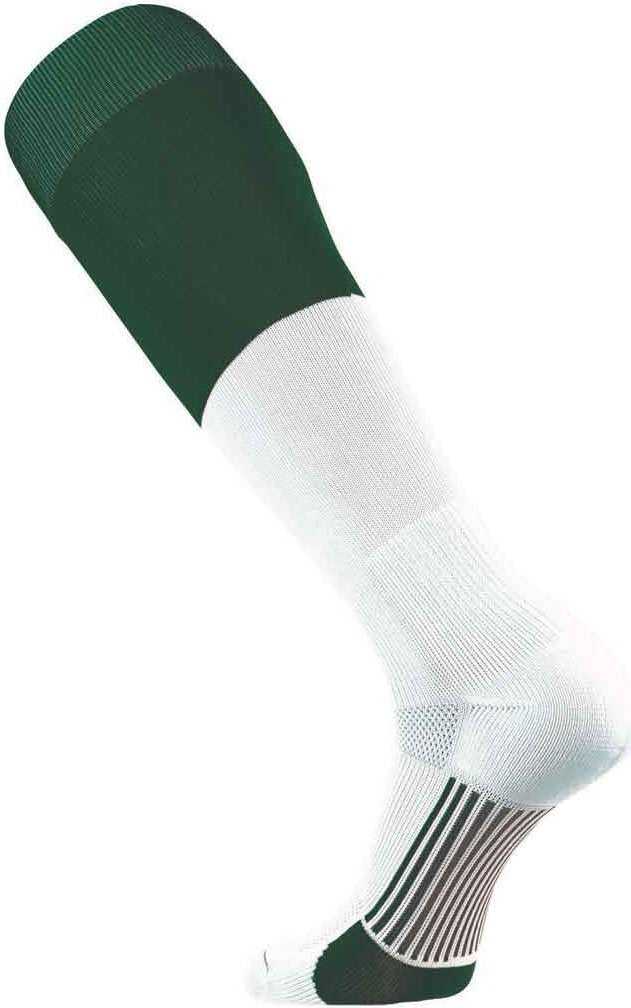 TCK Endzone Football 2-Color Socks - Dark Green White - HIT a Double