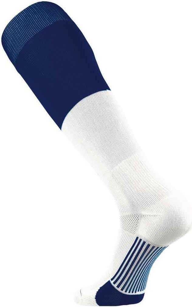 TCK Endzone Football 2-Color Socks - Navy White - HIT a Double