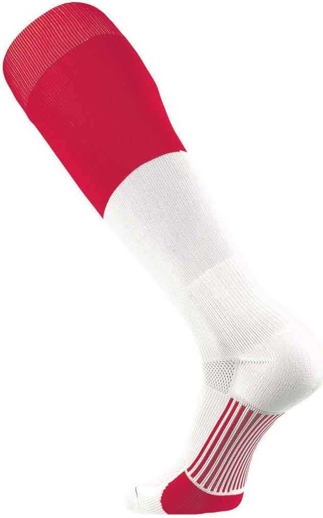TCK Endzone Football 2-Color Socks - Scarlet White - HIT a Double