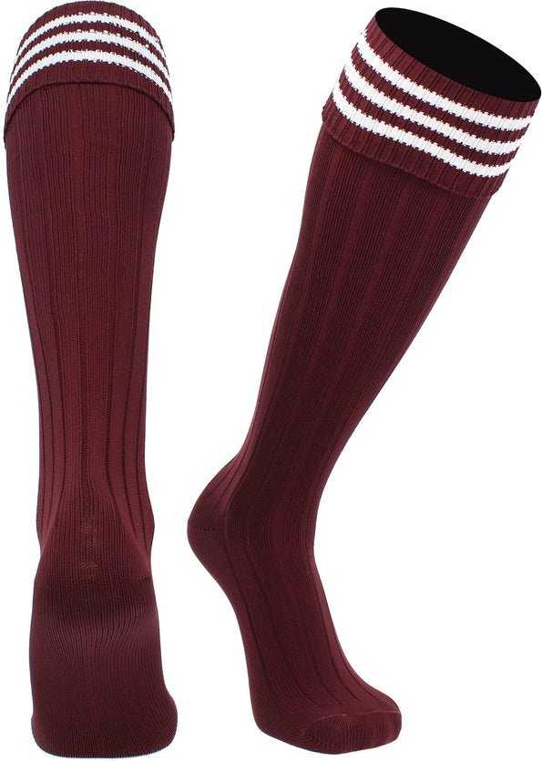 TCK Euro 3-Stripe Soccer Socks - Maroon White - HIT a Double