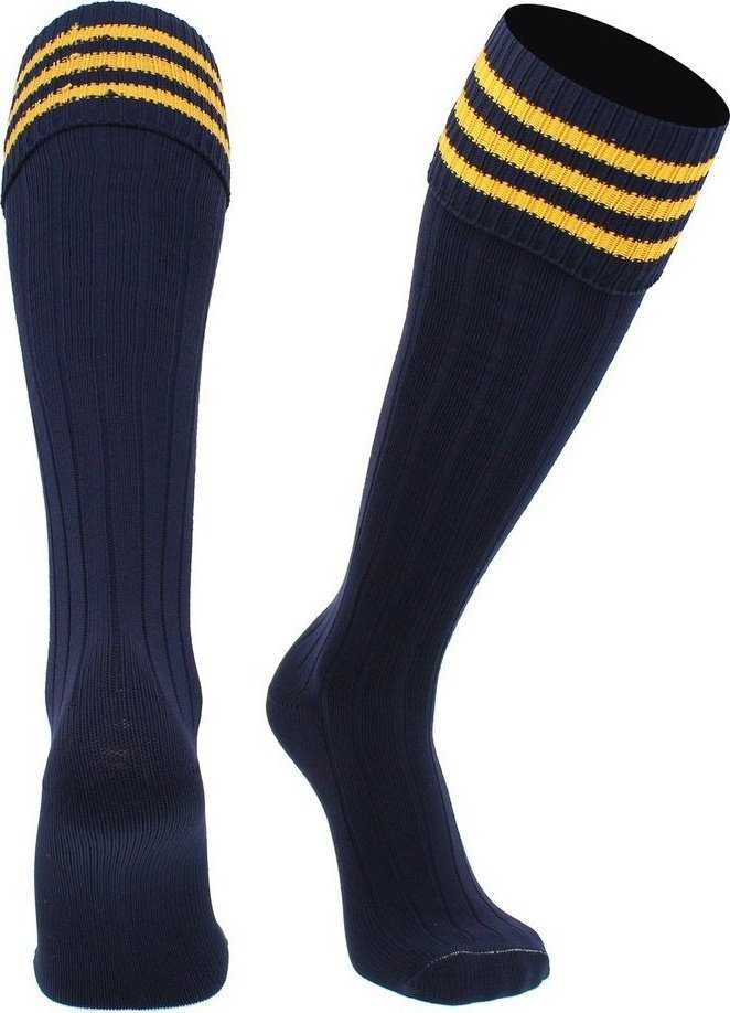 TCK Euro 3-Stripe Soccer Socks - Navy Gold - HIT a Double