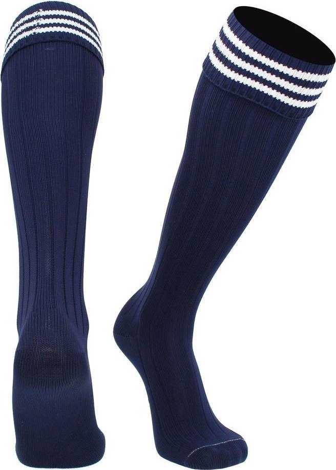 TCK Euro 3-Stripe Soccer Socks - Navy White - HIT a Double