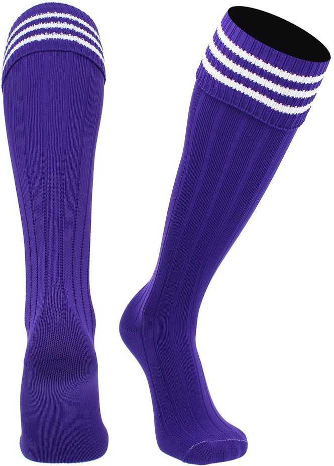 TCK Euro 3-Stripe Soccer Socks - Purple White - HIT a Double
