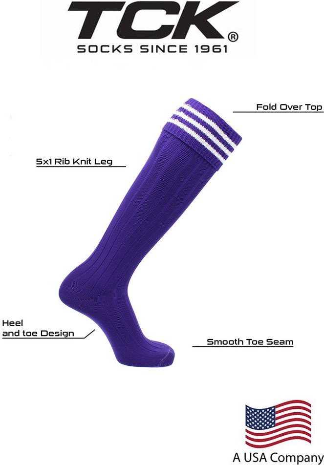 TCK Euro 3-Stripe Soccer Socks - Purple White - HIT a Double