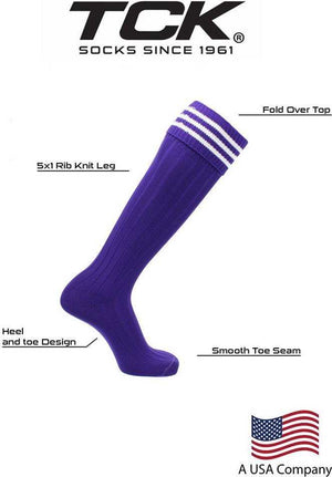 TCK Euro 3-Stripe Soccer Socks - Purple White