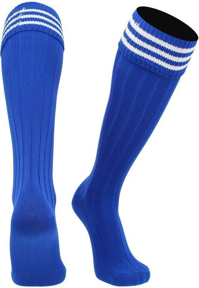 TCK Euro 3-Stripe Soccer Socks - Royal White - HIT a Double