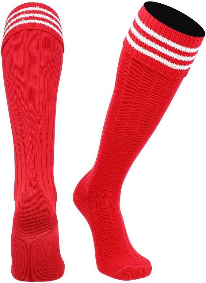 TCK Euro 3-Stripe Soccer Socks - Scarlet White - HIT a Double