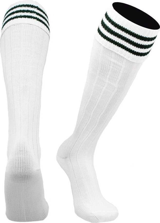TCK Euro 3-Stripe Soccer Socks - White Dark Green - HIT a Double