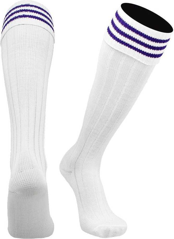 TCK Euro 3-Stripe Soccer Socks - White Purple - HIT a Double