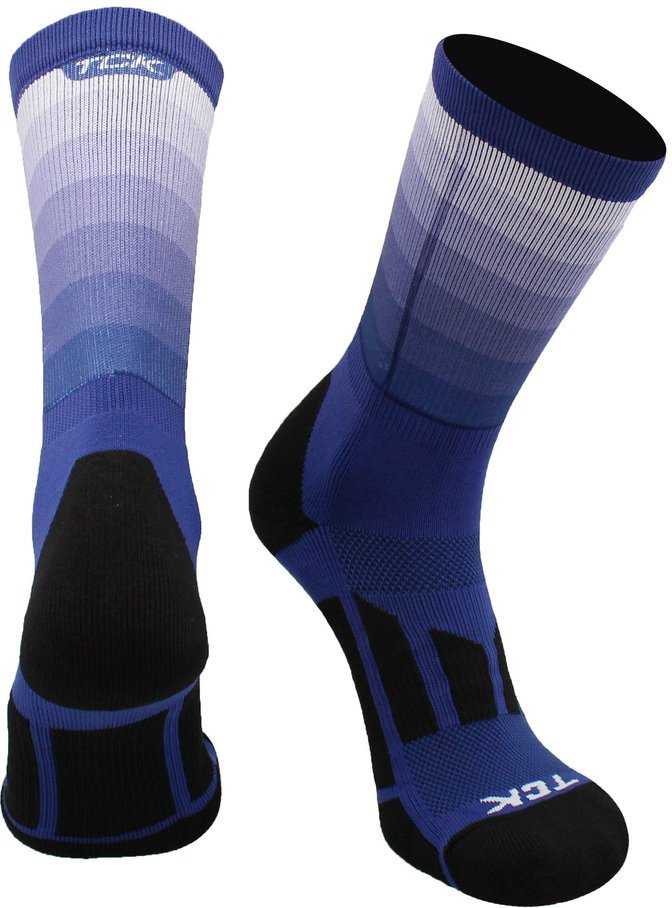 TCK Fade Sublimated Crew Socks - Royal White - HIT a Double