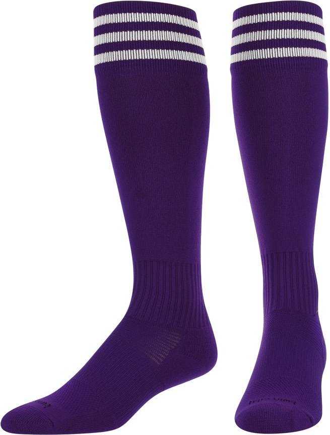 TCK Finale 3-Stripe Soccer Socks - Purple White - HIT a Double