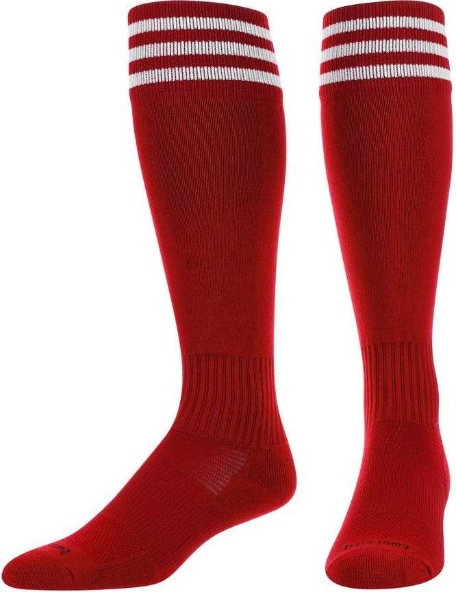 TCK Finale 3-Stripe Soccer Socks - Scarlet White - HIT a Double