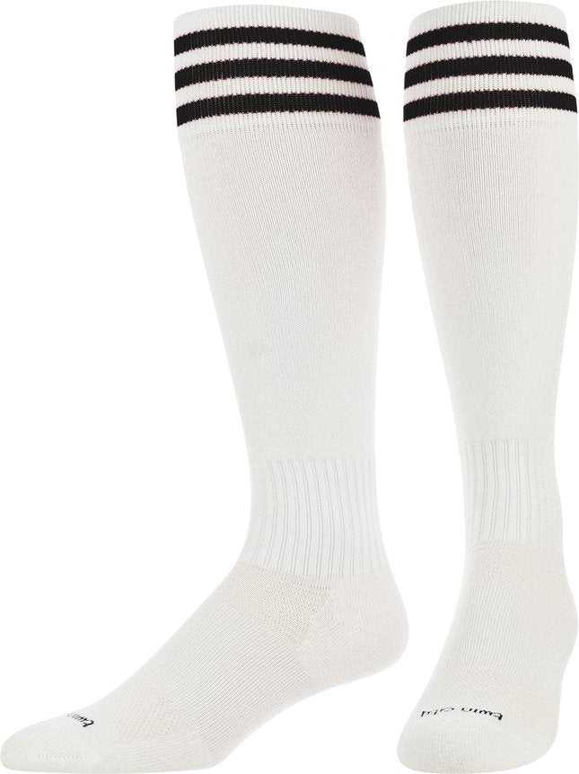 TCK Finale 3-Stripe Soccer Socks - White Black - HIT a Double