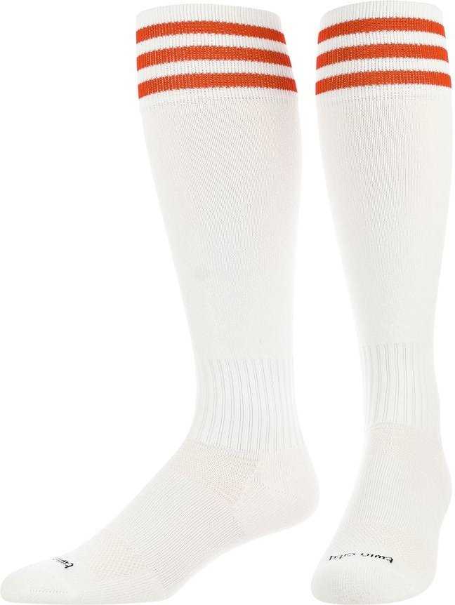 TCK Finale 3-Stripe Soccer Socks - White Orange - HIT a Double