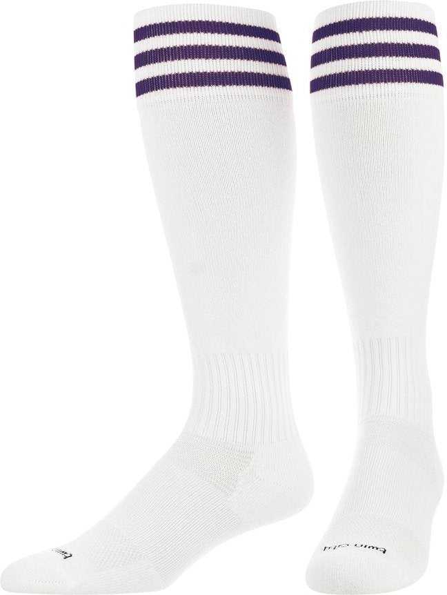 TCK Finale 3-Stripe Soccer Socks - White Purple - HIT a Double