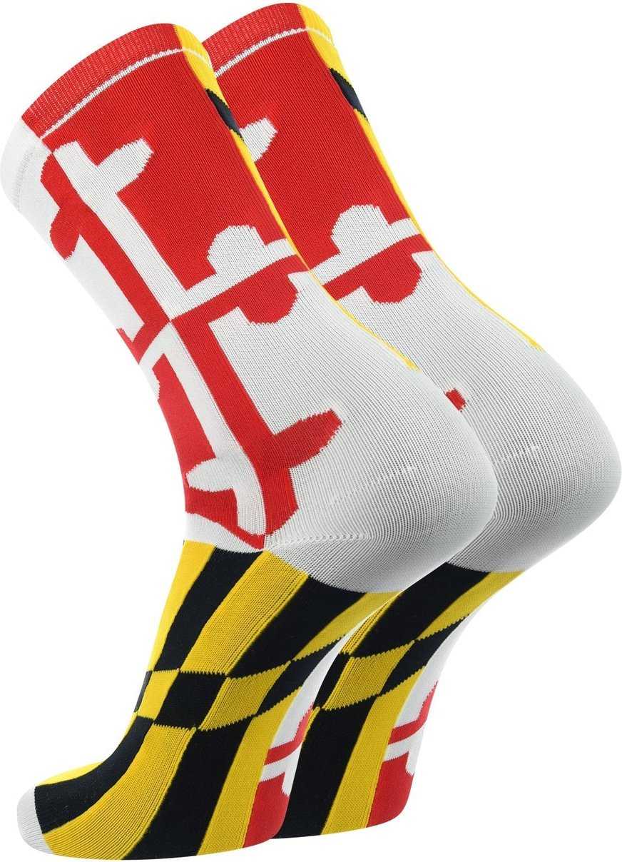 TCK Flag Maryland v1 Crew Socks - Black Gold Scarlet White - HIT a Double