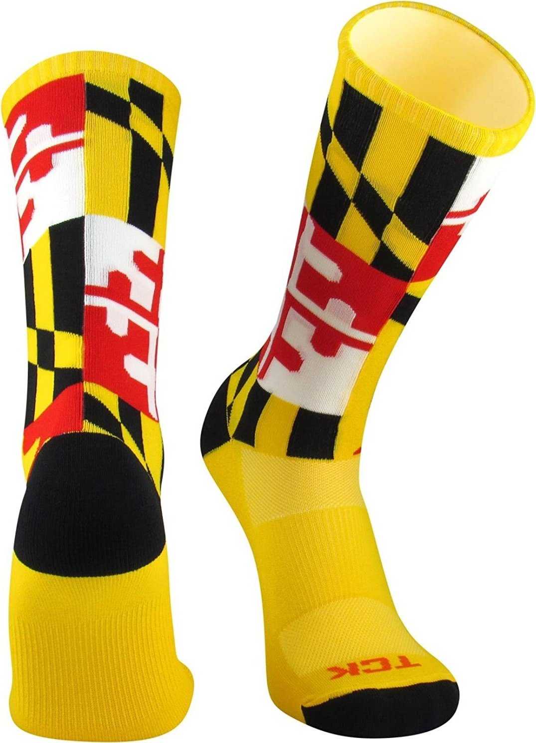 TCK Flag Maryland v3 Crew Socks - Gold Black White Scarlet - HIT a Double