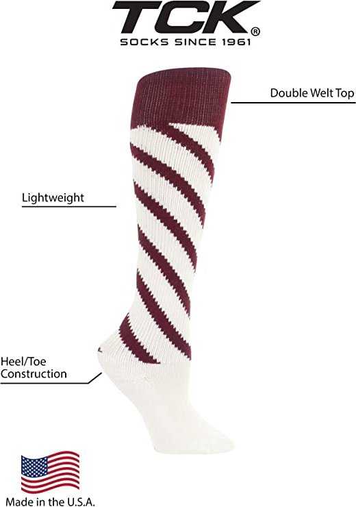 TCK Krazisox Candy Stripe Knee High Socks - Maroon White - HIT a Double