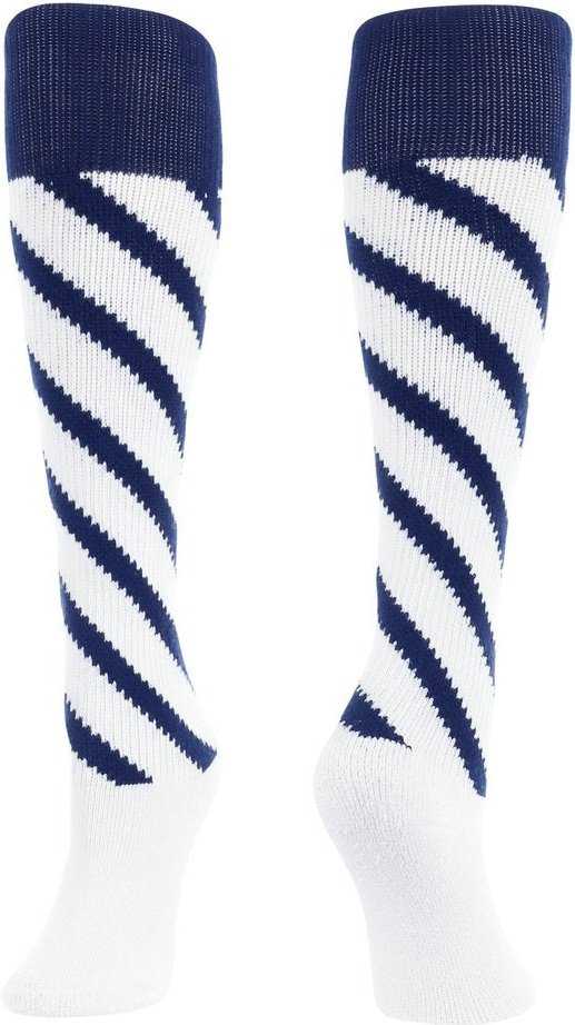 TCK Krazisox Candy Stripe Knee High Socks - Navy White - HIT a Double