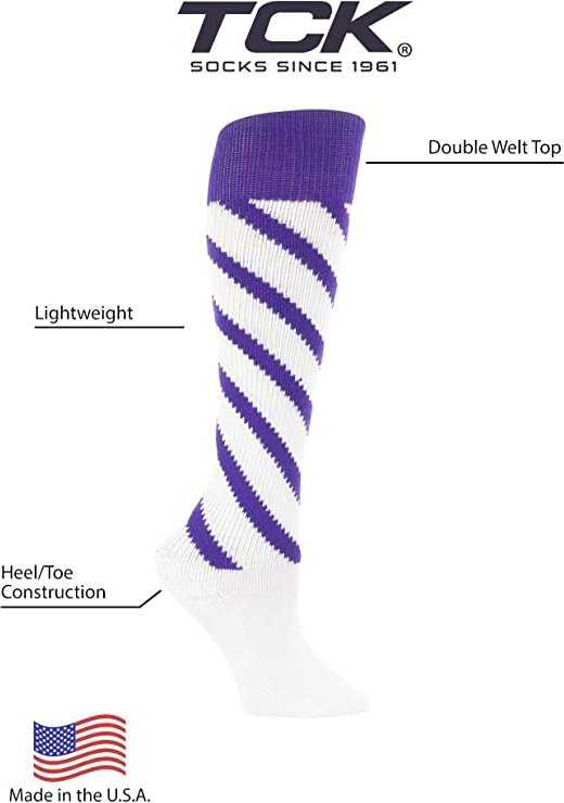 TCK Krazisox Candy Stripe Knee High Socks - Purple White - HIT a Double