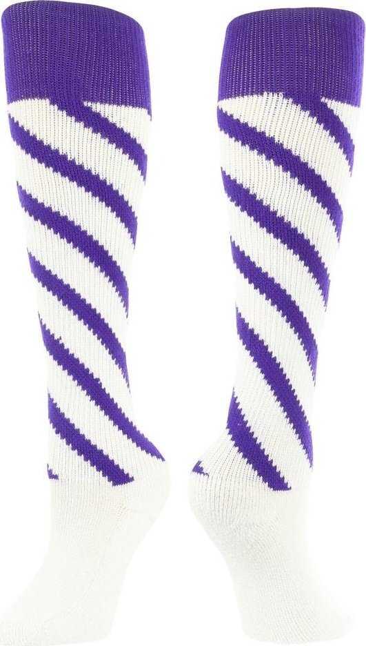TCK Krazisox Candy Stripe Knee High Socks - Purple White - HIT a Double