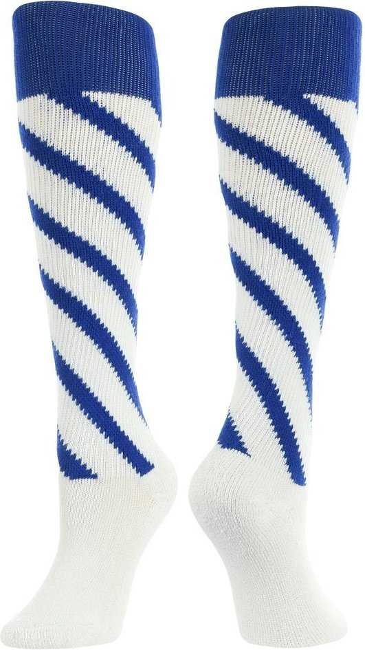 TCK Krazisox Candy Stripe Knee High Socks - Royal White - HIT a Double