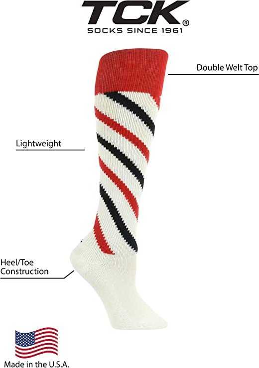 TCK Krazisox Candy Stripe Knee High Socks - Scarlet Black White - HIT a Double