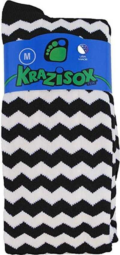TCK Krazisox Chevron Knee High Socks - Black White - HIT a Double