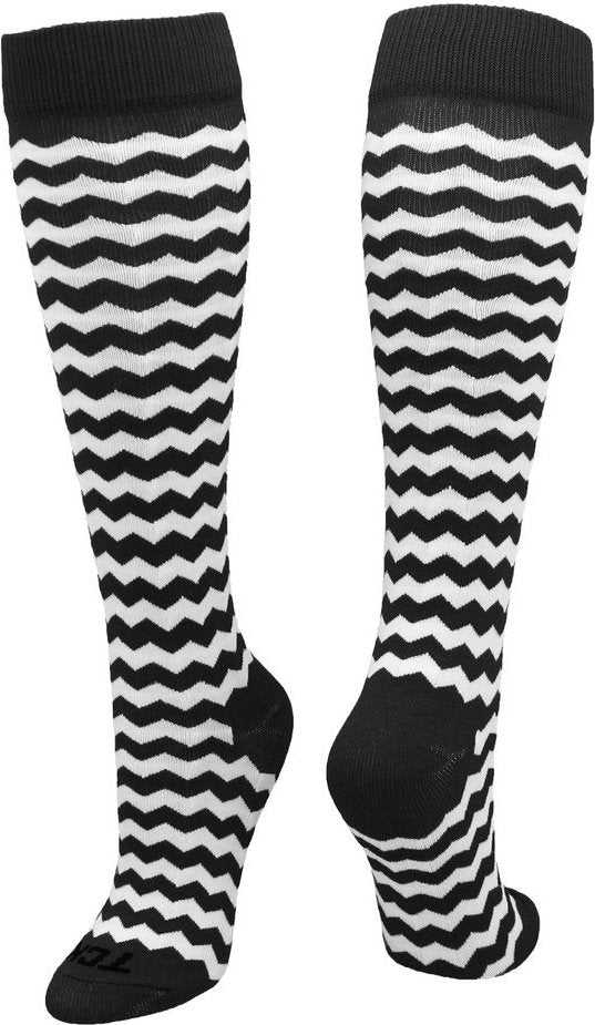 TCK Krazisox Chevron Knee High Socks - Black White - HIT a Double