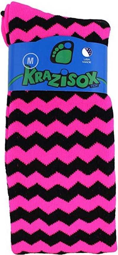 TCK Krazisox Chevron Knee High Socks - Hot Pink Black - HIT a Double