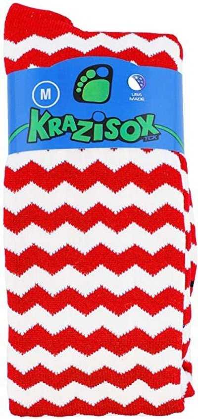 TCK Krazisox Chevron Knee High Socks - Scarlet White - HIT a Double