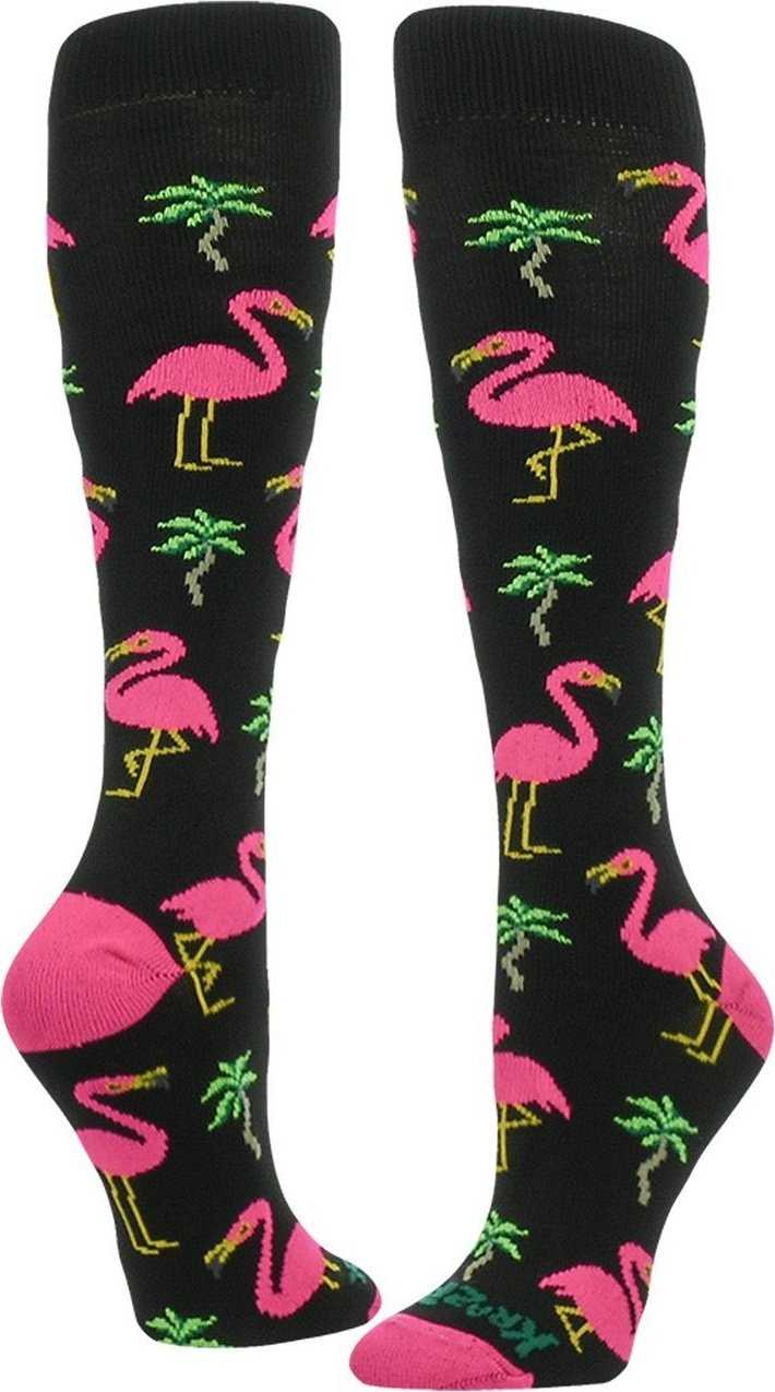 TCK Krazisox Flamingos Knee High Socks - Black - HIT a Double