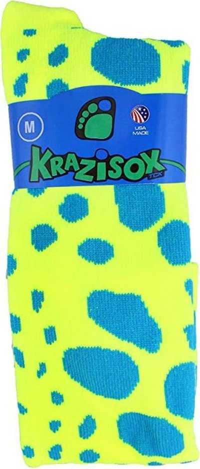 TCK Krazisox Leopard Knee High Socks - Neon Yellow Electric Blue - HIT a Double