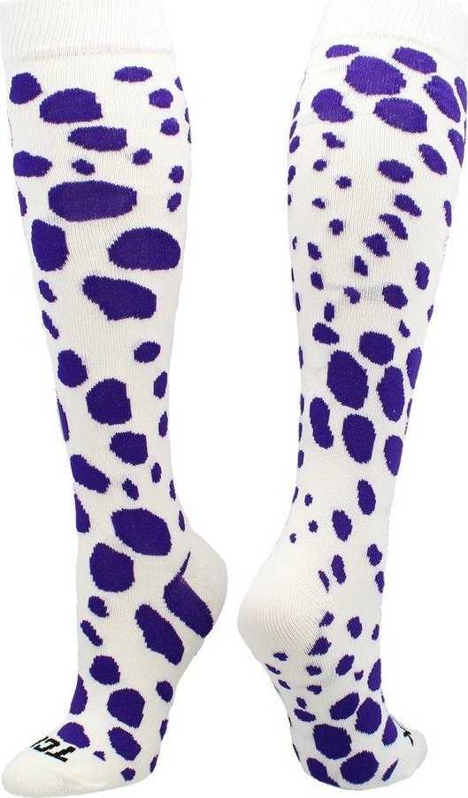 TCK Krazisox Leopard Knee High Socks - White Purple - HIT a Double
