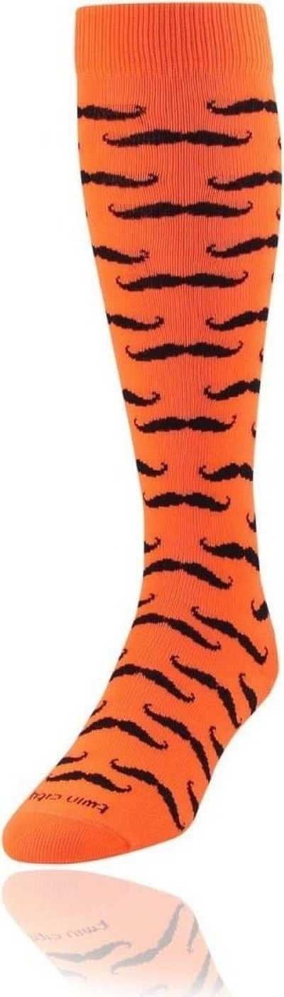 TCK Krazisox Mustache Knee High Socks - Neon Orange - HIT a Double