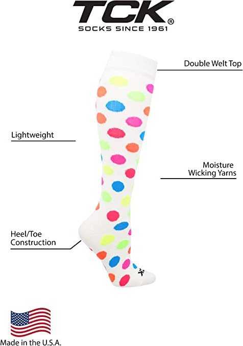 TCK Krazisox Neon Dots Knee High Socks - White - HIT a Double