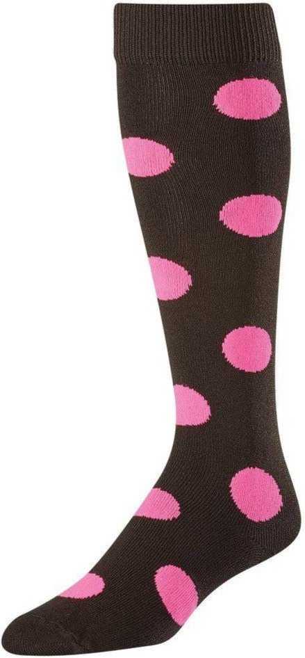 TCK Krazisox Polkadot Knee High Socks - Black Hot Pink - HIT a Double