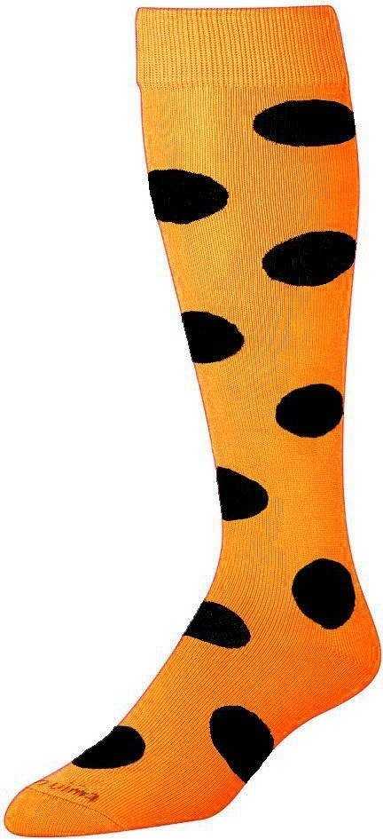 TCK Krazisox Polkadot Knee High Socks - Neon Orange Black - HIT a Double