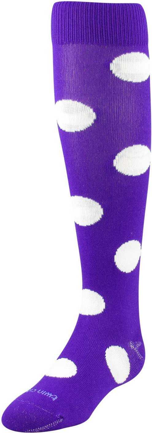 TCK Krazisox Polkadot Knee High Socks - Purple White - HIT a Double