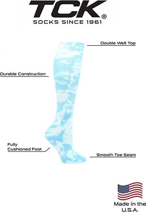 TCK Krazisox Tie Dye Knee High Socks - Columbia Blue White - HIT a Double