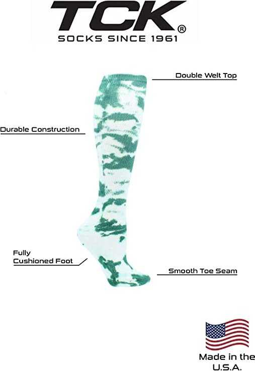 TCK Krazisox Tie Dye Knee High Socks - Dark Green White - HIT a Double