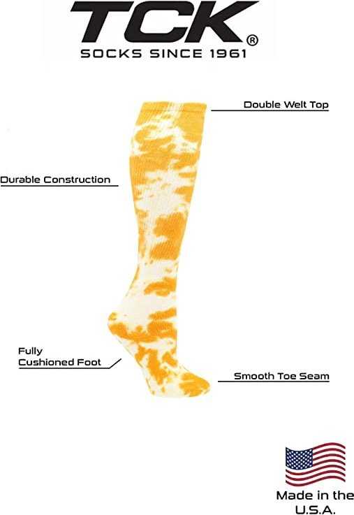 TCK Krazisox Tie Dye Knee High Socks - Gold White - HIT a Double