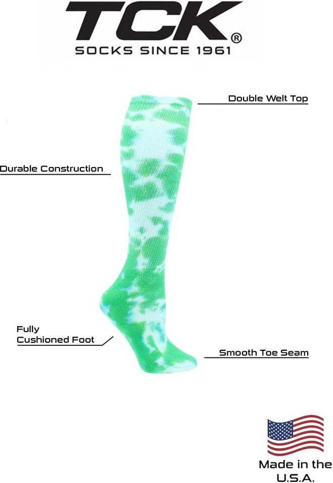 TCK Krazisox Tie Dye Knee High Socks - Kelly White - HIT a Double
