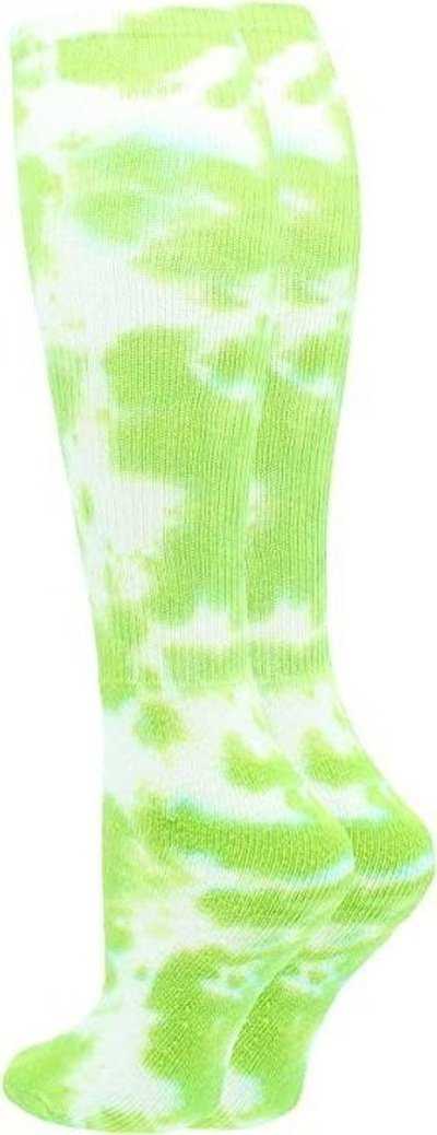 TCK Krazisox Tie Dye Knee High Socks - Lime White - HIT a Double